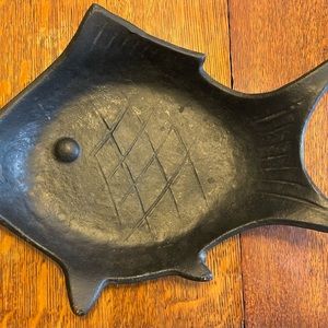 Vintage Japanese Cast Iron Black Fish Tray